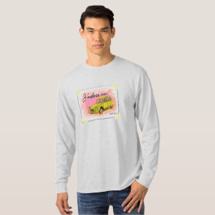 Geel Classic 2CV op lichtgrijs T-shirt