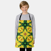 Geel concefloerpatroon schort (Gedragen)