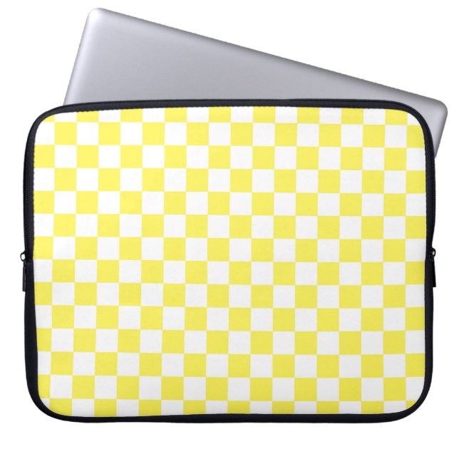 Geel controlebord laptop sleeve (Voorkant)