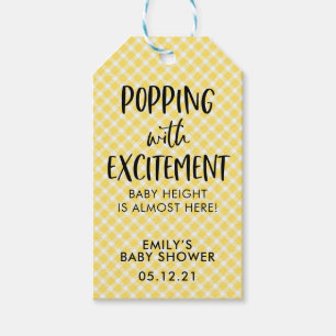Geel Controleer Gender Neutraal Baby shower Favor Cadeaulabel