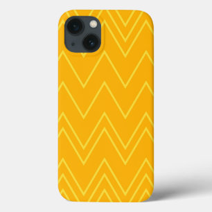 Geel, cool, trendy, modern, stedelijk zigzagpatroo iPhone 13 hoesje