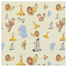 geel Cute safari dierpatroon - Giraffe, eleph Stof