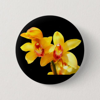 Geel Cymbidium Orchidee Badge Ronde Button 5,7 Cm