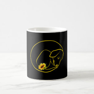 Geel Dachshund en zonnebloempitten, grafische Hond Koffiemok