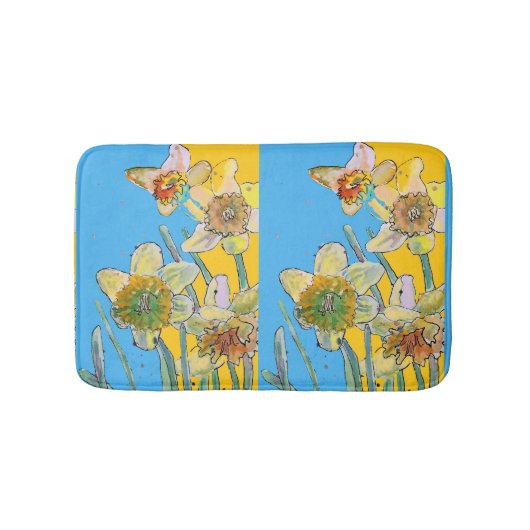 Geel Daffodil daffodil bloemflorale Bath Mat (Voorkant)