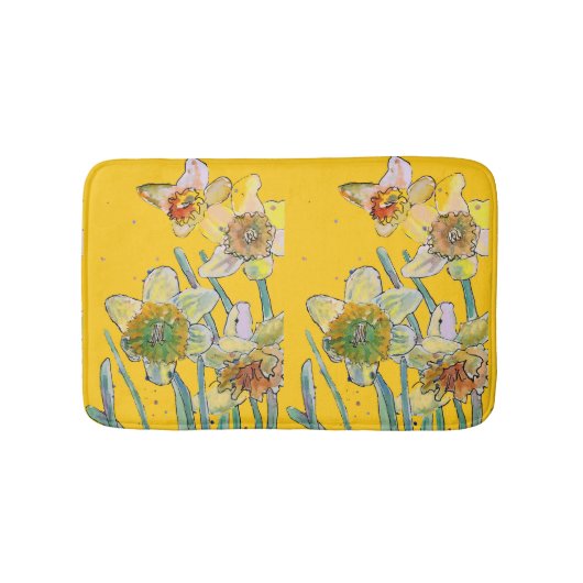 Geel Daffodil daffodil bloemflorale Bath Mat (Voorkant)