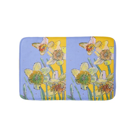 Geel Daffodil daffodil bloemflorale Bath Mat (Voorkant)