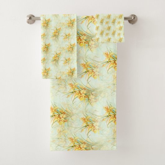  geel Daffodil Floral Bad Handdoek (Insitu)
