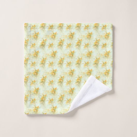  geel Daffodil Floral Bad Handdoek (Wasdoekje)