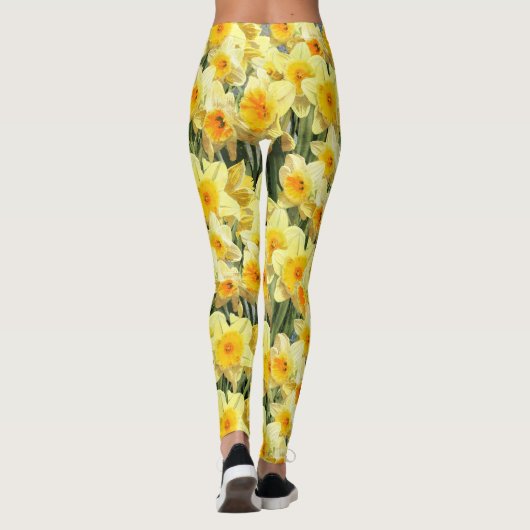 Geel Daffodil Floral Leggings (Achterkant)