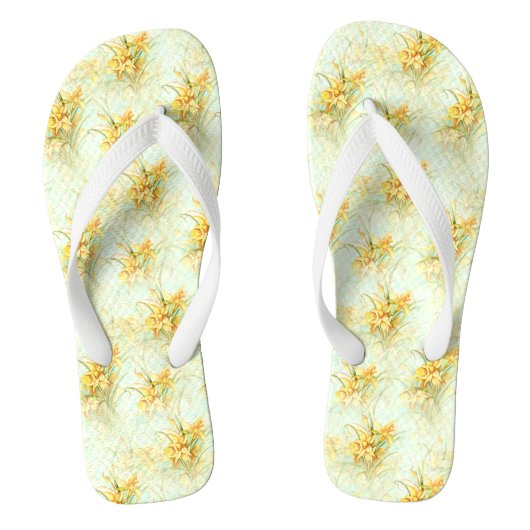 geel Daffodil Floral Teenslippers (Voetbed)