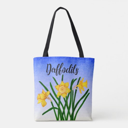 Geel Daffodil Floral Waterverf Tas Ba (Achterkant)