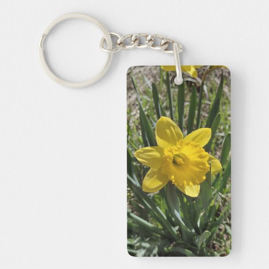 Geel Daffodil Plant Sleutelhanger (Voorkant)