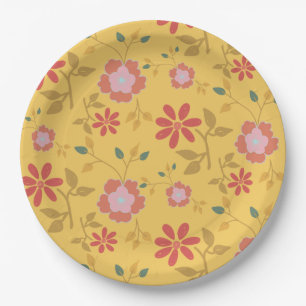  geel Daisy Floral Papieren Bordje