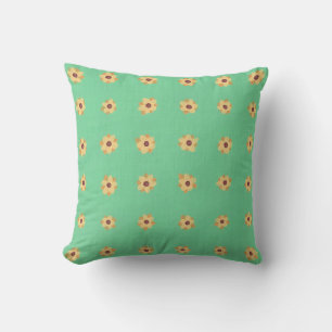 Geel Daisy Flower Pattern op lichtgroen kussen