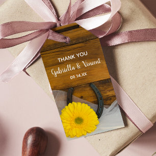 Geel Daisy Hoefijzer Westerne bruiloft voor Labels Cadeaulabel