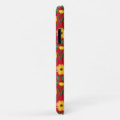 geel daisy-ontwerp op rood Case-Mate iPhone case (Achterkant/rechts)