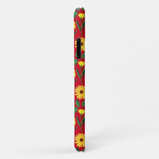 geel daisy-ontwerp op rood Case-Mate iPhone case (Achterkant/rechts)