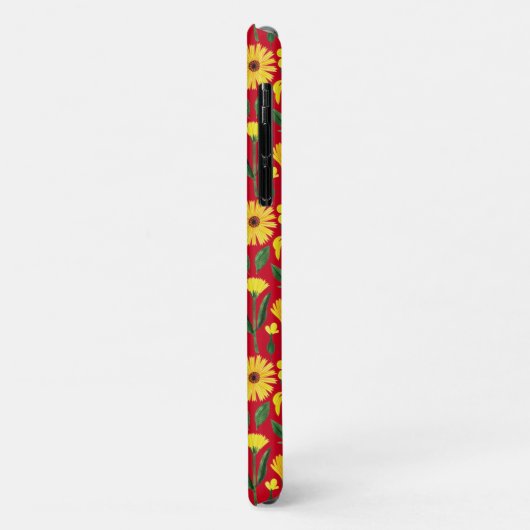 geel daisy-ontwerp op rood Case-Mate iPhone case (Achterkant/links)