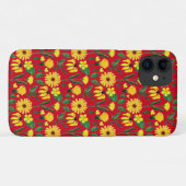 geel daisy-ontwerp op rood Case-Mate iPhone case (Achterkant (horizontaal))
