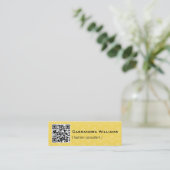 Geel Damask QR CODE Mini Visitekaartjes (Staand voorkant)