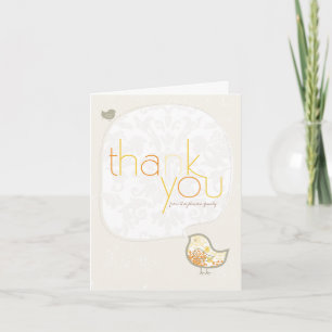 Geel Damast Kuiken Whimsische Baby Shower/Geboorte Bedankkaart