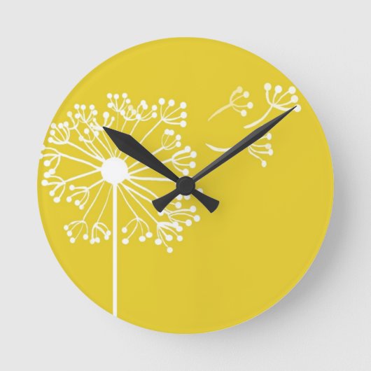Geel Dandelion-ontwerp Ronde Klok (Voorkant)