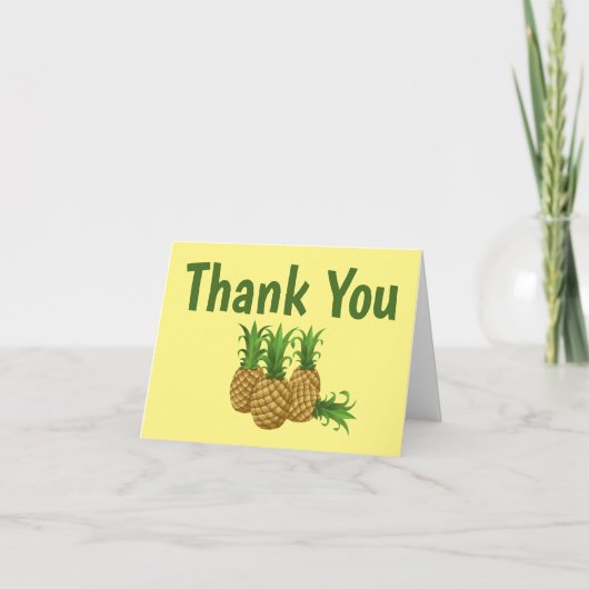 Geel dank U merkt Tropisch anananas ontwerp op Bedankkaart (Voorkant)
