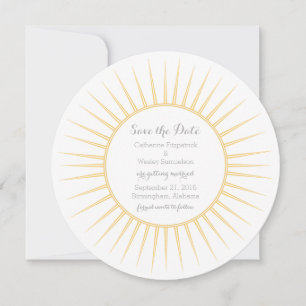 Geel Deco Retro sparen de Datum uitnodigen Kaart