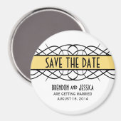 Geel Deco Vloeit sparen de Magnetische Datum Magneet (Voorkant / Achterkant)