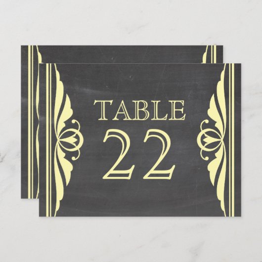 Geel decochrokbord Tabelnummer Briefkaart (Voorkant / Achterkant)