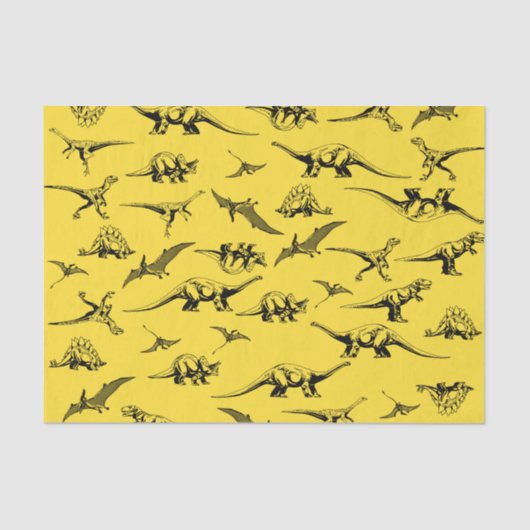 Geel deinosauriwitpapier tissuepapier (Voorkant)