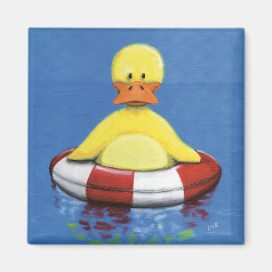 Geel deuken in een opblaasbare Ring Duck Magnet Magneet