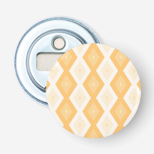 Geel diamantpatroon button flesopener (Voorkant)
