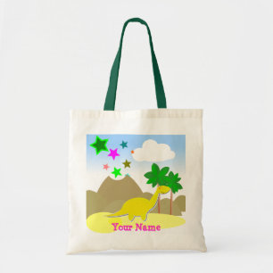 Geel dinosaurus & Star Vulcano Bag/Tas Tote Bag