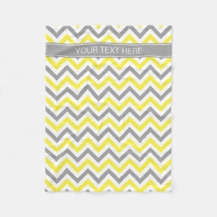 Geel Dk Gray White LG Chevron Gray Name Monogram Fleece Deken