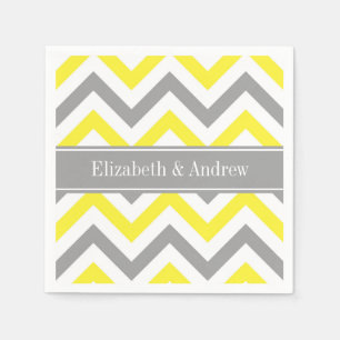 Geel Dk Gray White LG Chevron Gray Name Monogram Servetten
