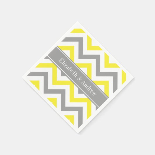 Geel Dk Gray White LG Chevron Gray Name Monogram Servetten (Hoek)