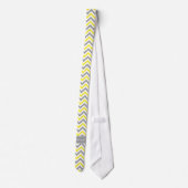 Geel Dk Gray White LG Chevron Gray Name Monogram Stropdas (Achterkant)