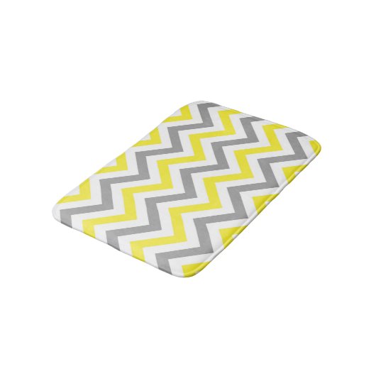 Geel, Dk Grey Wht Large Chevron ZigZag Pattern Badmat (Gekanteld)