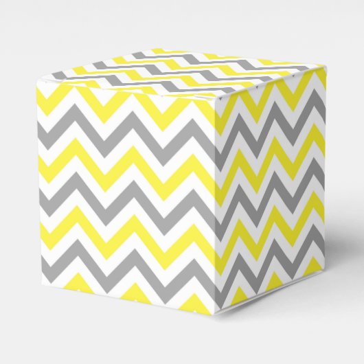 Geel, Dk Grey Wht Large Chevron ZigZag Pattern Bedankdoosjes (Voorkant Zijde)
