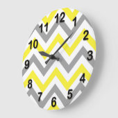 Geel, Dk Grey Wht Large Chevron ZigZag Pattern Grote Klok (Hoek)