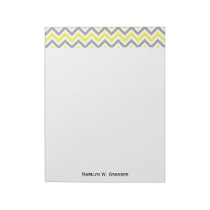 Geel, Dk Grey Wht Large Chevron ZigZag Pattern Notitieblok