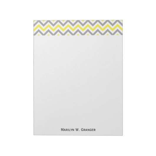 Geel, Dk Grey Wht Large Chevron ZigZag Pattern Notitieblok (Gedraaid)