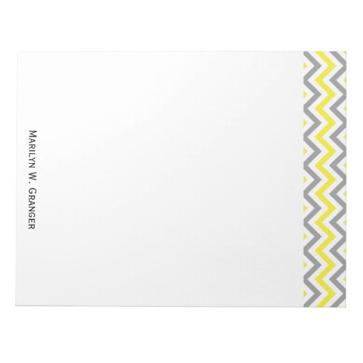 Geel, Dk Grey Wht Large Chevron ZigZag Pattern Notitieblok (Voorkant)
