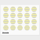 Geel, Dk Grey Wht Large Chevron ZigZag Pattern Ronde Sticker (Vel)