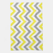 Geel, Dk Grey Wht Large Chevron ZigZag Pattern Theedoek (Verticaal)