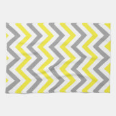 Geel, Dk Grey Wht Large Chevron ZigZag Pattern Theedoek (Horizontaal)