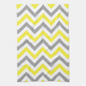 Geel, Dk Grey Wht Large Chevron ZigZag Pattern Theedoek (Verticaal)