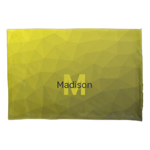 Geel donkere ombre geometrisch mesh patroon Monogr Kussensloop